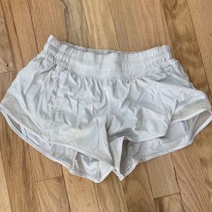 White Lululemon hotty hot shorts